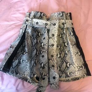 Honey Punch Gray Faux Snakeskin High Waist Short